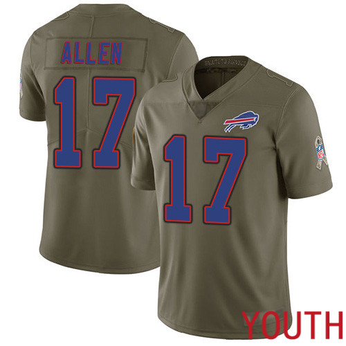 Youth Buffalo Bills #17 Josh Allen Limited Olive 2017 Salute to Service NFL Jersey->youth nfl jersey->Youth Jersey